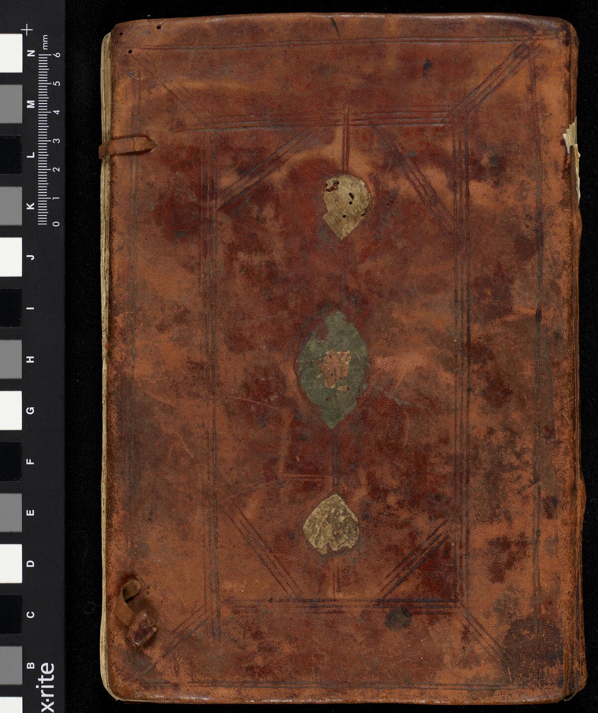 Front board, Gaster Hebrew MS Add 1 (Three Megillot)
