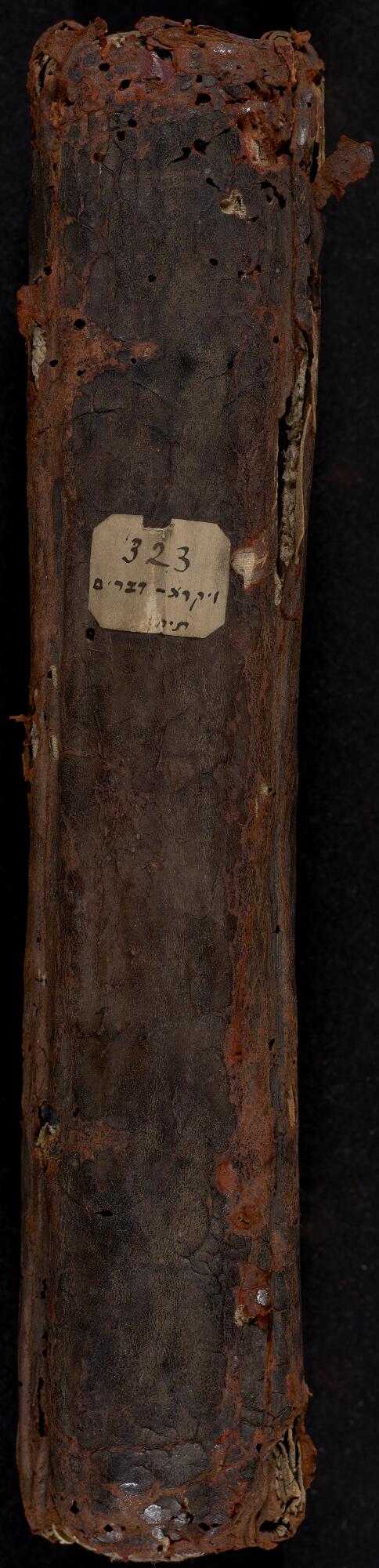 Spine, Gaster Hebrew MS 323 (Trilingual Leviticus–Deuteronomy)
