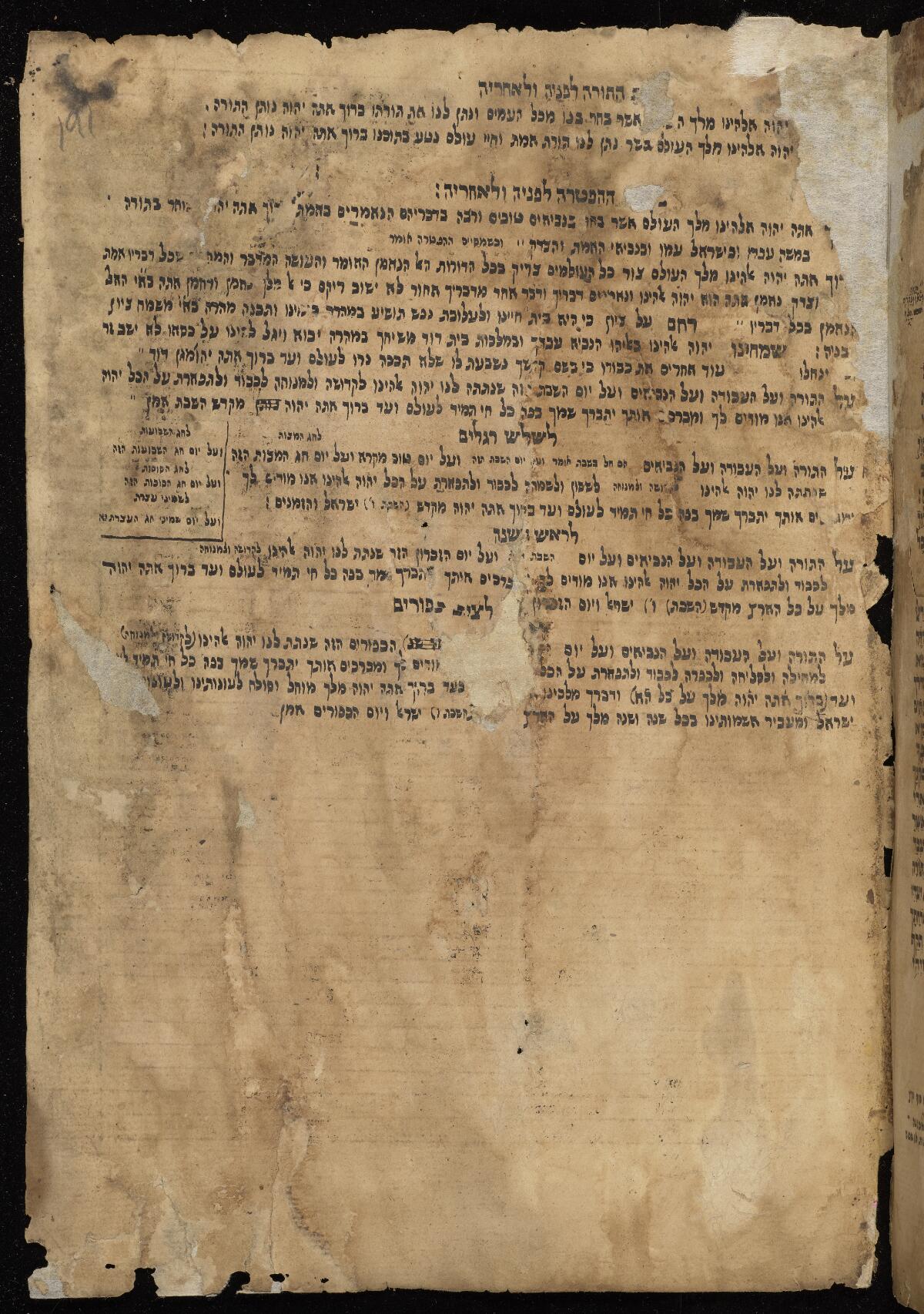 Folio 191a, Gaster Hebrew MS 2033 (Trilingual Pentateuch and Haftarot)