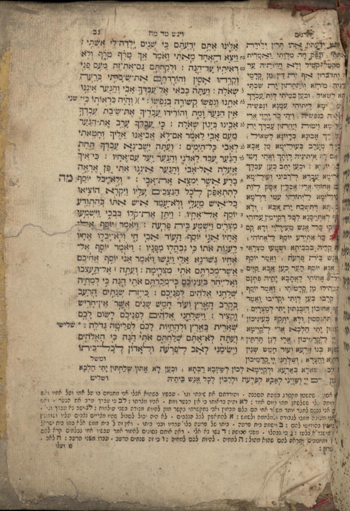 Back paste-down (printed Pentateuch fragment), Gaster Hebrew MS 2034 (Haftarot and Targum)